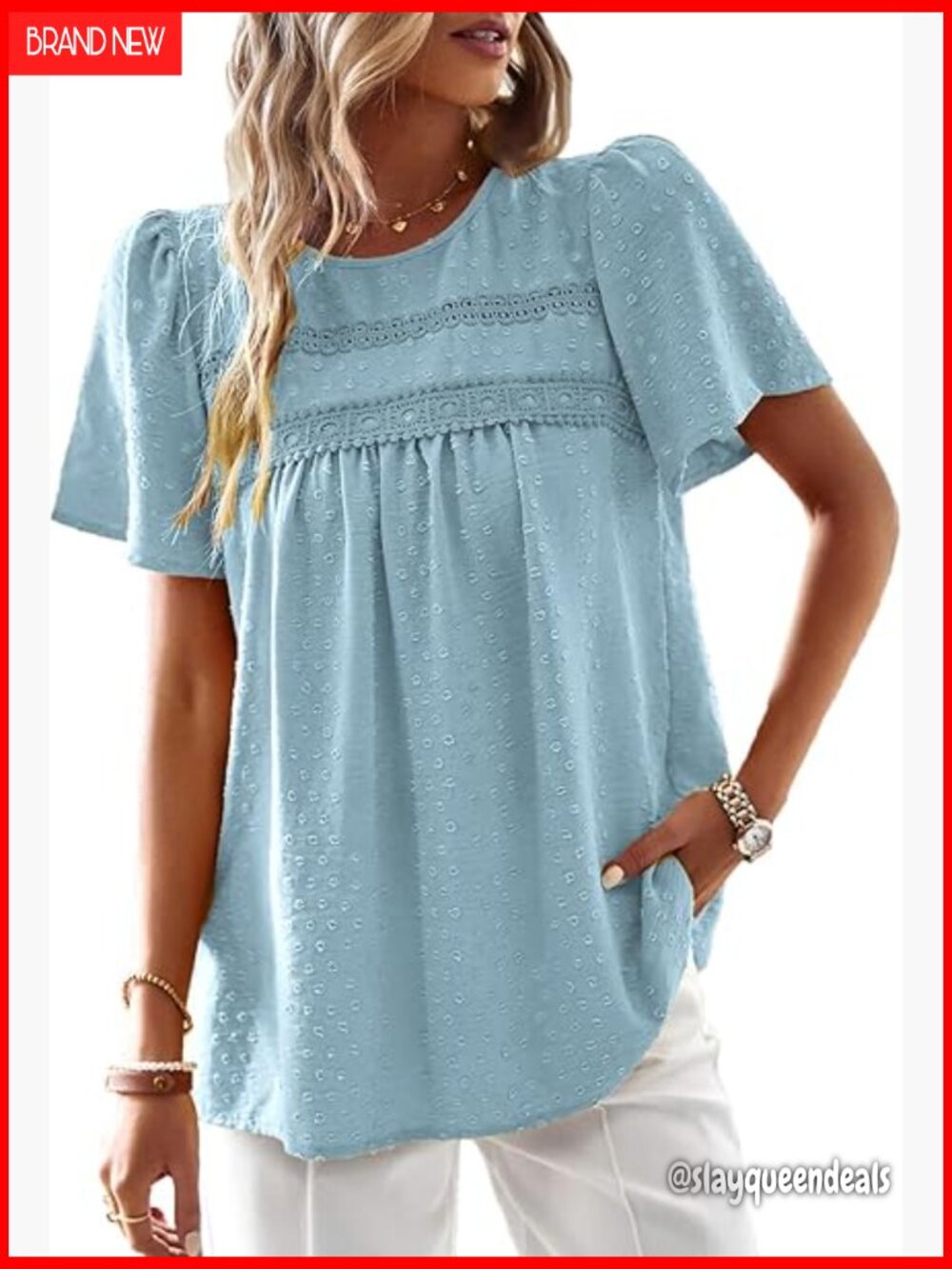 Boho Babydoll Top Crewneck Short Sleeve Chiffon Blouses